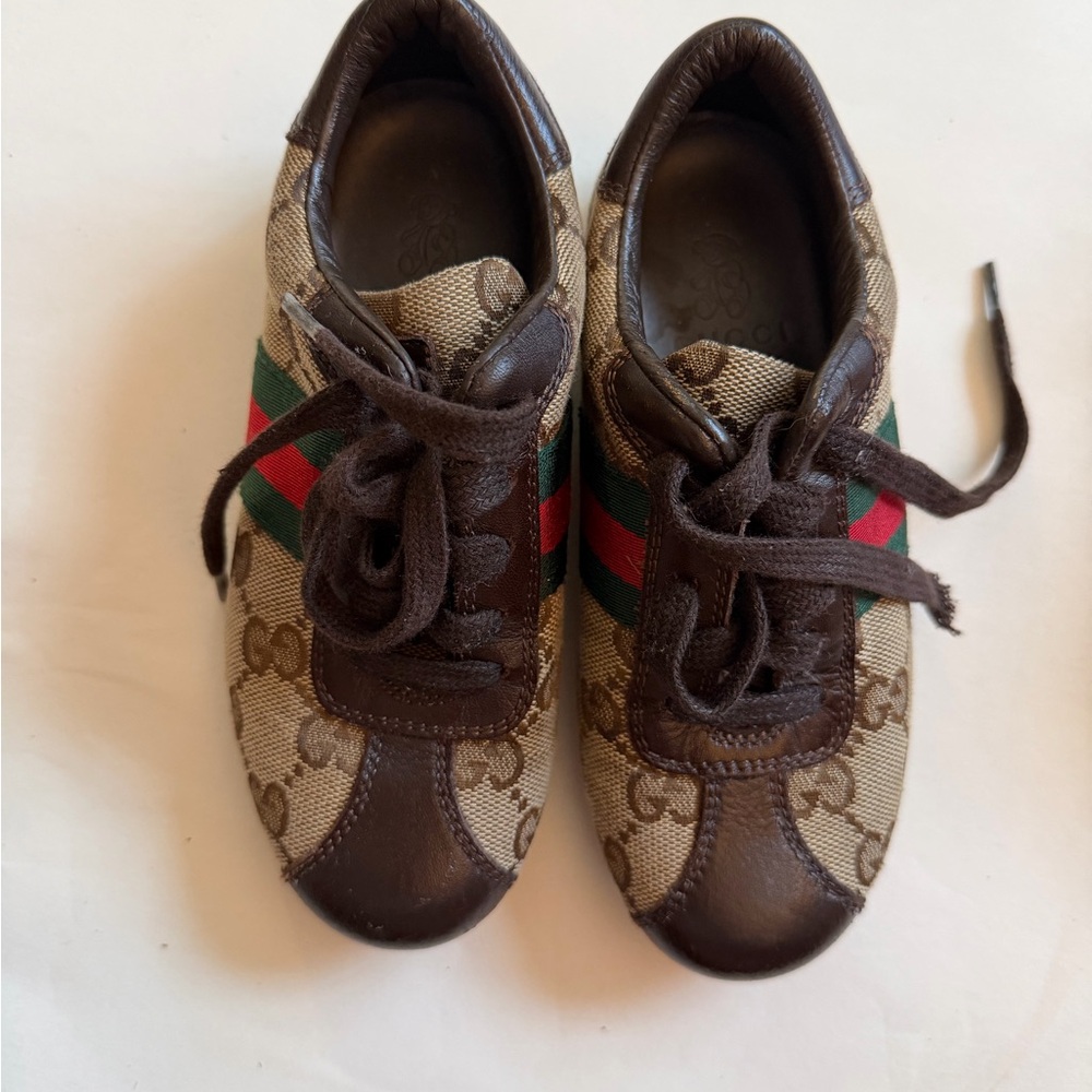 Gucci Kids Brown Sneakers with Green and Red Stripes - Picture 12 of 12